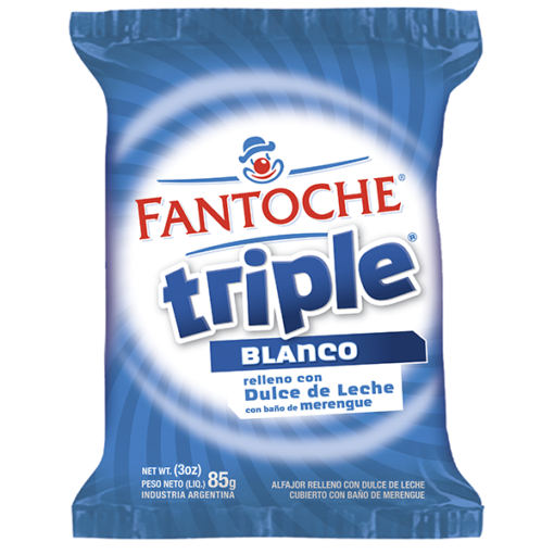 Alfajor "Fantoche" Triple Sugar Coated with Dulce de Leche  85g / 0.18lb