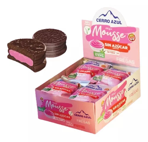 Vegan Alfajor - Dark Chocolate Filled With Strawberry Mousse By Cerro Azul x12 Units