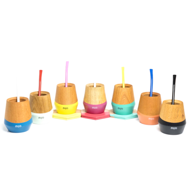 Wood Colored Mate With Straw - Mate de Madera Colores Varios - Mijo