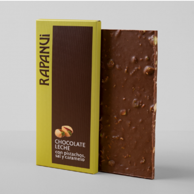 Milk Chocolate with Pistachios Salt and Caramel RapaNui 100 g / 3.5 oz