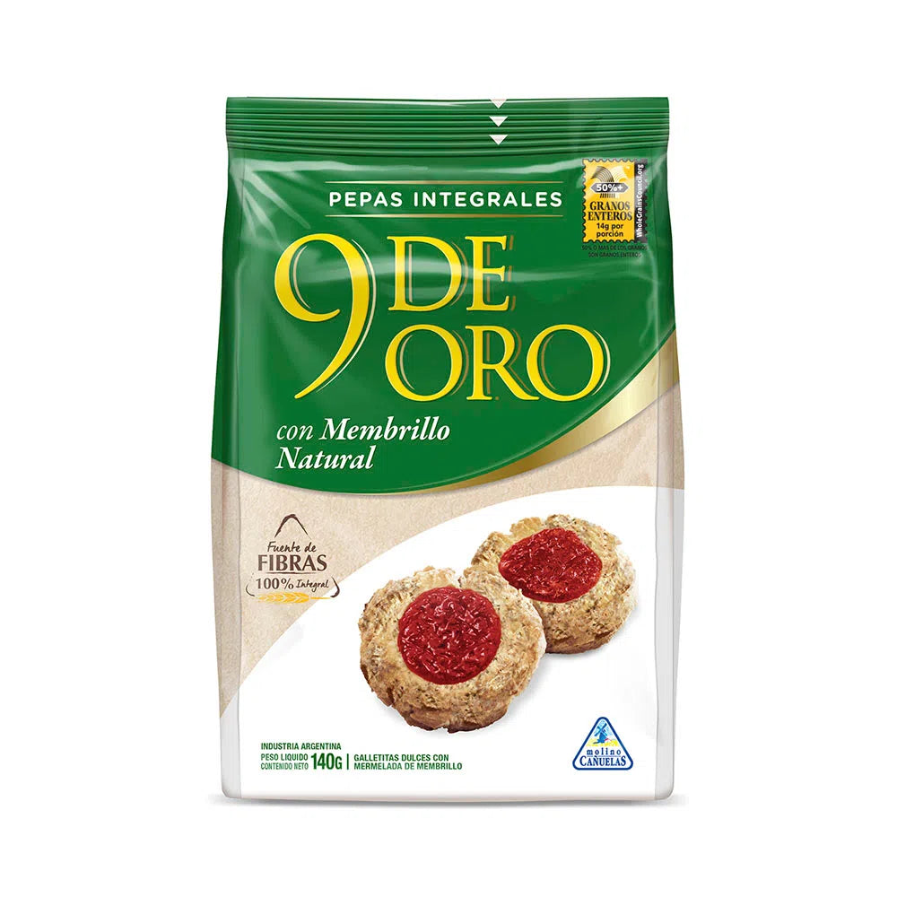 Pepas 9 de Oro Integrales - Cookies With Membrillo - Vegan Friendly