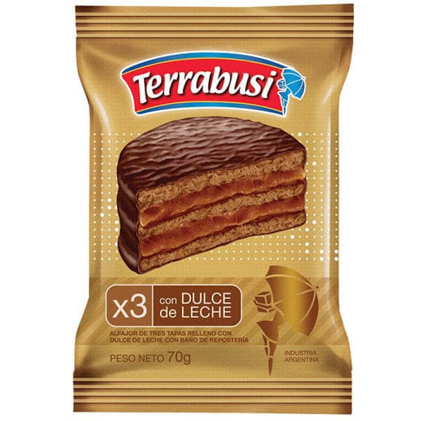 Alfajor "Terrabusi" Triple with Dulce de Leche 1u 70g / 0.15lb