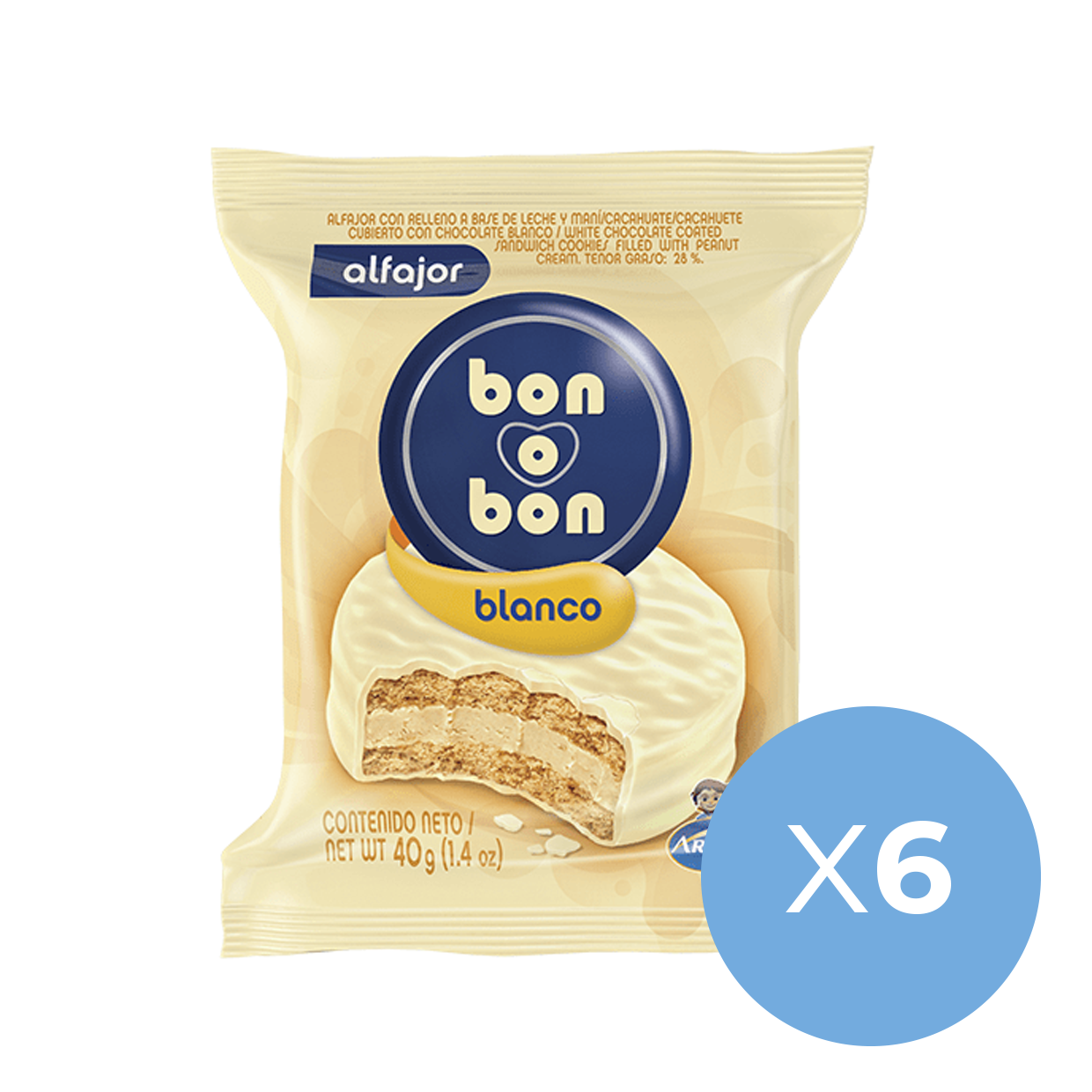 Alfajor Bon o Bon White x6 Units