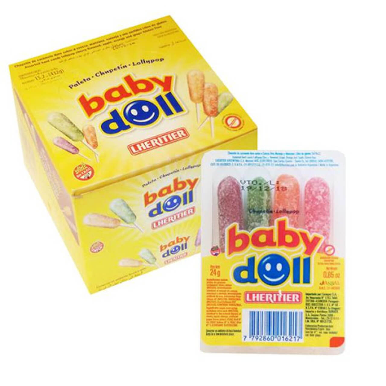 Lheritier Baby Doll Lollipop Assorted Flavors Pack 432 g / 15.2 oz