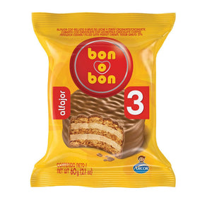 Bon O Bon Alfajor Triple with Peanut Butter and Milk Chocolate 60g / 2.1 oz