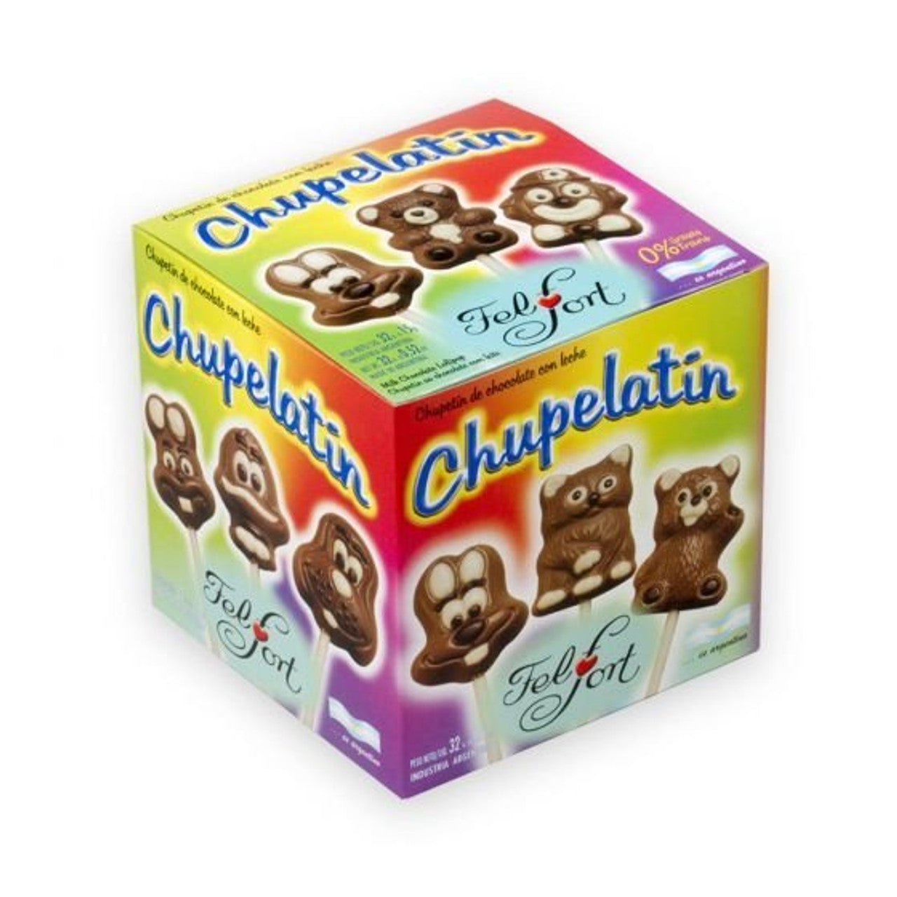 FelFort Chupelatín Milk Chocolate Lollipop Animals-Shaped Box of 32 480 g / 16.9 oz