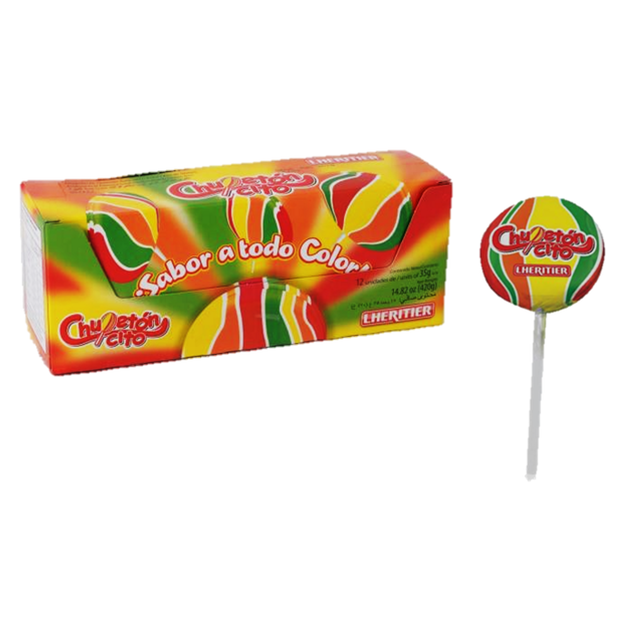 Lheritier Chupetón-Cito Rainbow Swirl Lollipop Box of 12 420 g / 14.8 oz