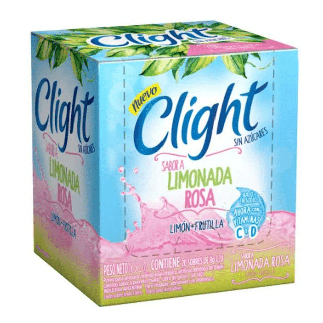 Clight Powdered Juice Pink Lemonade Flavor Sugar Free (box of 20) 160 g / 5.6 oz