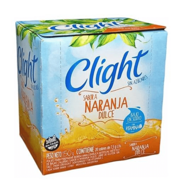 Clight Powdered Juice Sweet Orange Flavor Sugar Free (box of 20) 160 g / 5.6 oz