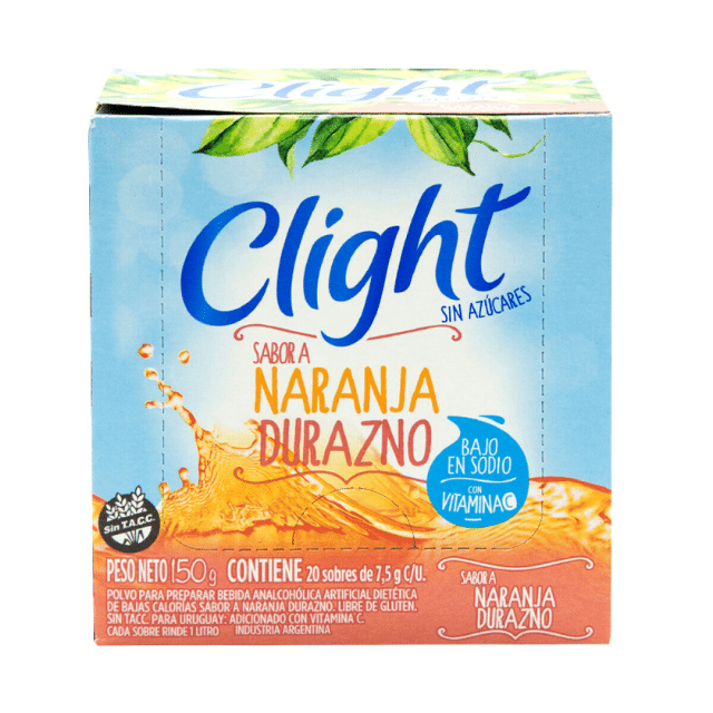 Clight Powdered Juice Orange-Peach Flavor Sugar Free (box of 20) 160 g / 5.6 oz