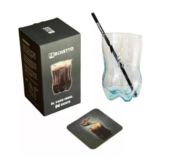 Vaso Fernet / Fernet Glass Cup Ferchetto with Coaster and Mixer