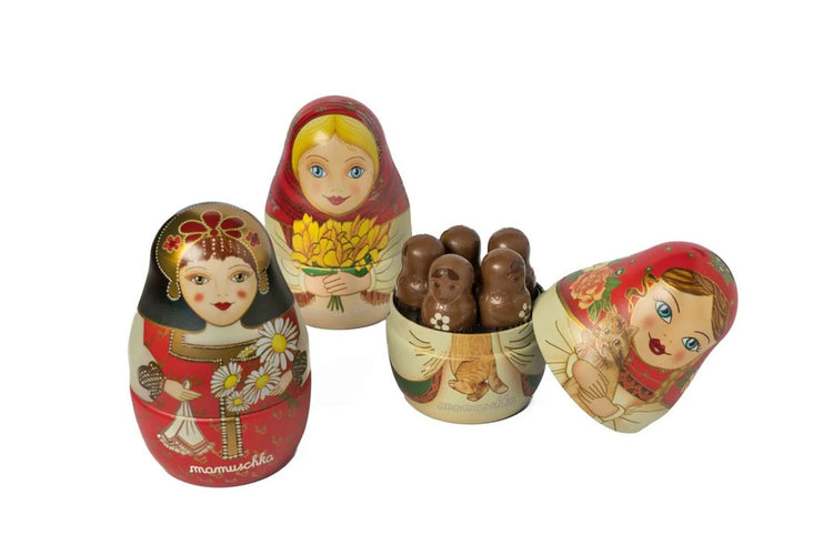 Mamuschka Can of chocolates with shape of Mamuschka Doll 90 g / 3.1 oz