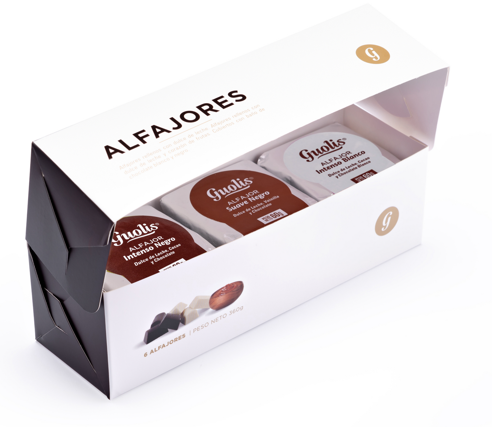 Box of Guolis Mix Dulce de Leche Alfajores x 6 360 g / 12.6 oz