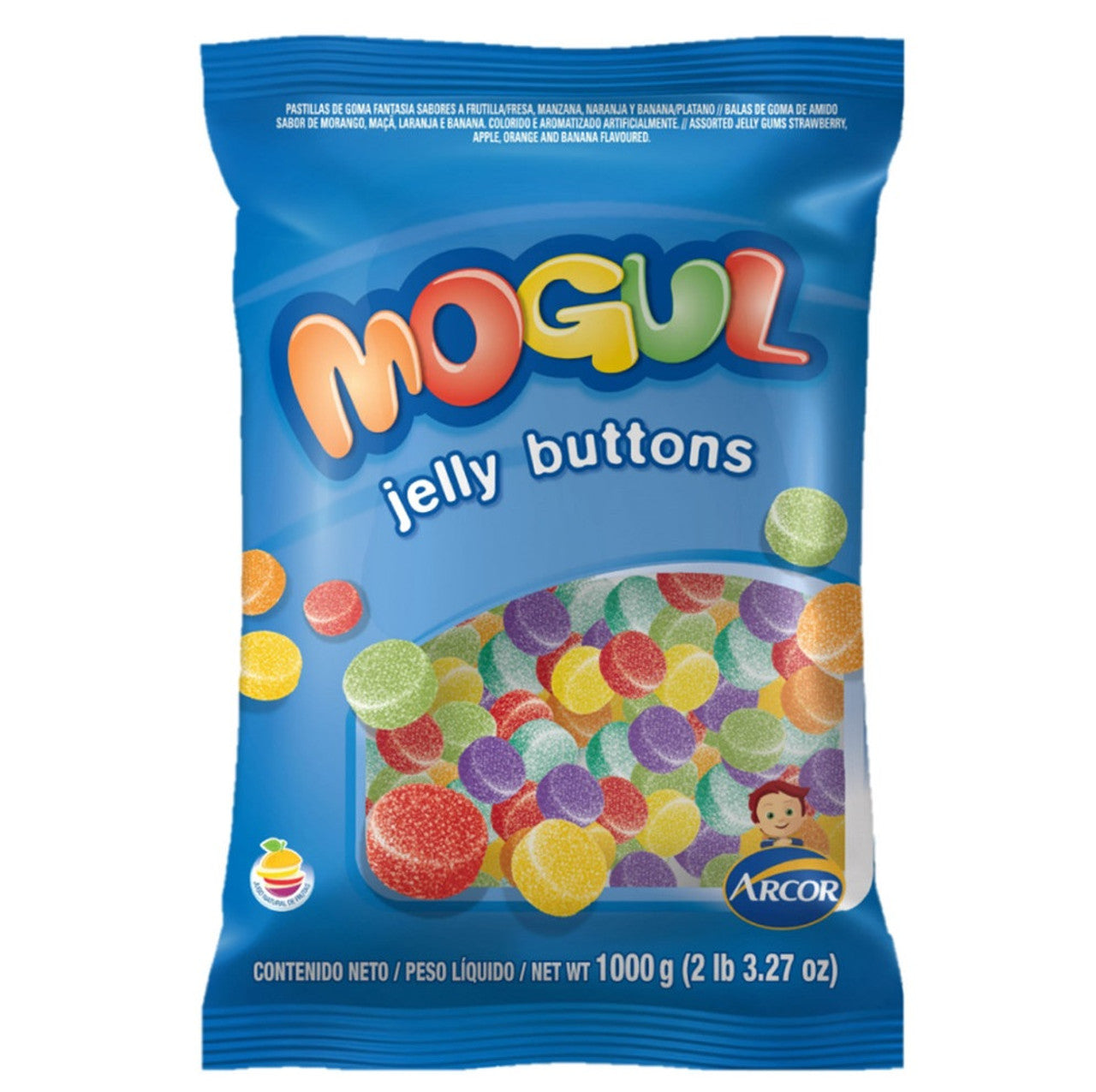 Arcor Mogul Gomitas Clásicas Jelly Buttons Large Bag of 1 kg / 2.2 lb