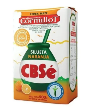 CBSÉ Cormillot Yerba Mate Naranja Silueta Orange Flavor, 500 g / 1.1 lb